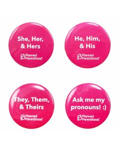 Pronoun pink button 4-pack